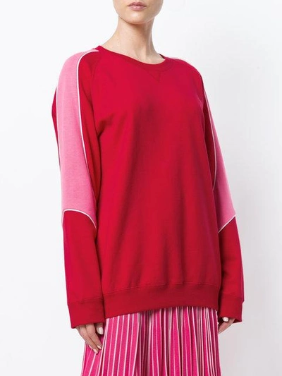 Shop Valentino Oversized Varsity Sweatshirt In Red