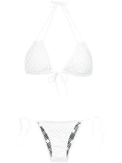 Shop Amir Slama Panelled Bikini Set In White