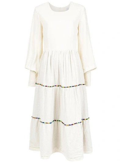 Shop Olympiah Inca Pompom Dress In White