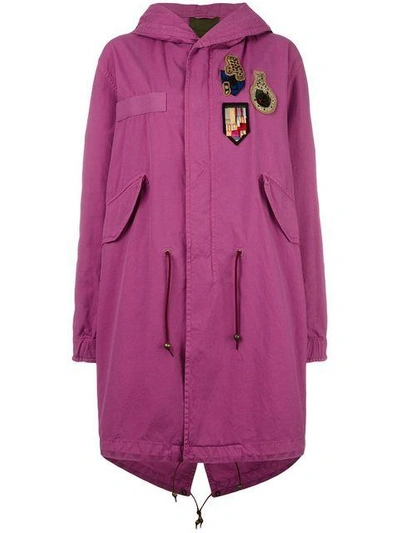 Shop Mr & Mrs Italy Multipatched Midi Parka In Pink