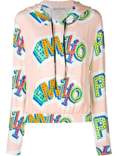 Shop Emilio Pucci Logo Print Cropped Sweatshirt - Multicolour