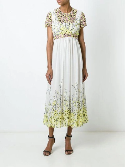 Shop Giambattista Valli Floral Print Pleated Dress - White