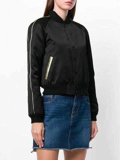 Shop Saint Laurent Sateen Teddy Bomber Jacket In Black