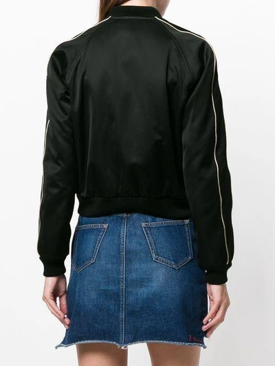 Shop Saint Laurent Sateen Teddy Bomber Jacket In Black