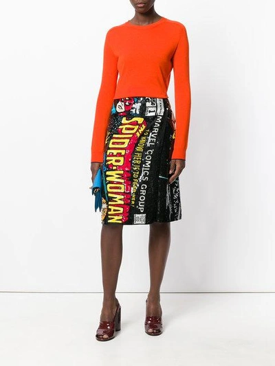 Shop Olympia Le-tan Spider-woman Embroidered Skirt - Multicolour