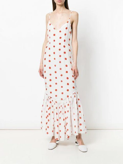 Shop De La Vali Polka Dot Dress In White