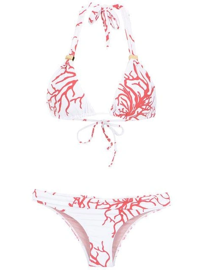 Shop Brigitte Coral Bikini Set In White
