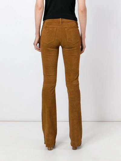 Shop J Brand Bootcut Suede Trousers In Neutrals