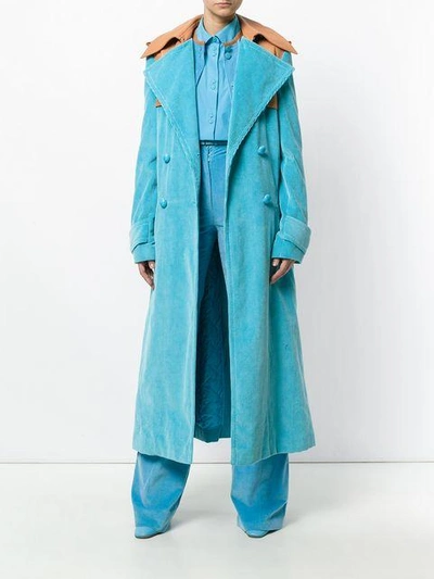 Shop Nina Ricci Oversized Trench Coat In Blue