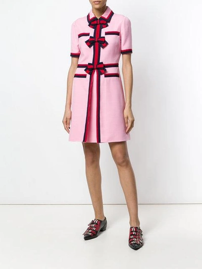 Shop Gucci Bow Detailed Dress In Pink
