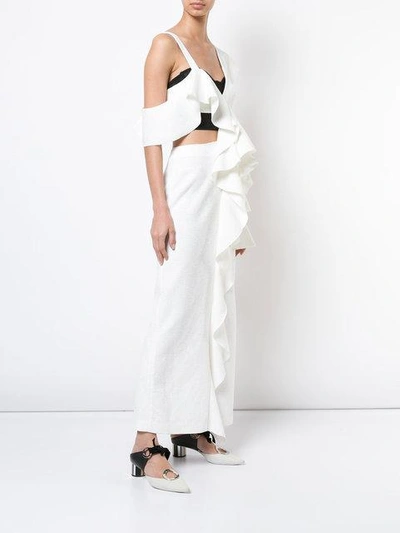 Shop Proenza Schouler One Shoulder Long Ruffle Dress - White