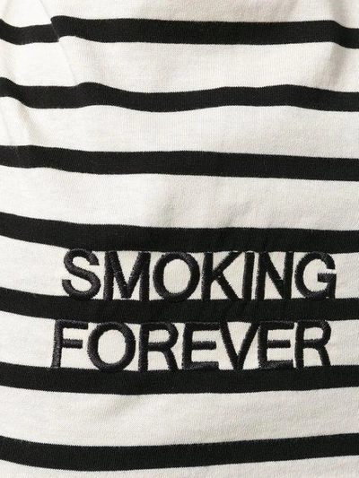 Shop Saint Laurent Striped Smoking Forever Embroidered Top