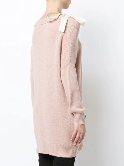 Shop Red Valentino Ribbon Detail Cardigan - Pink & Purple