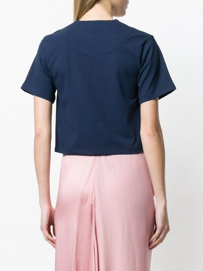Shop Carven Twisted Neck T-shirt In Blue