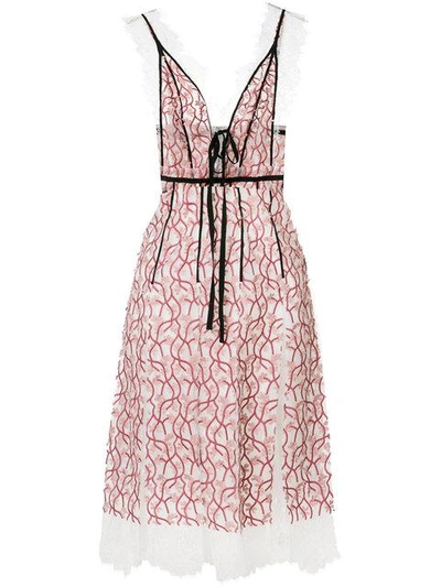 Shop Giambattista Valli Floral Lace Dress In Pink