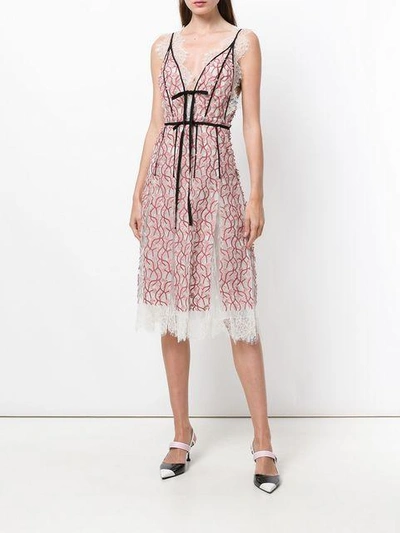 Shop Giambattista Valli Floral Lace Dress In Pink