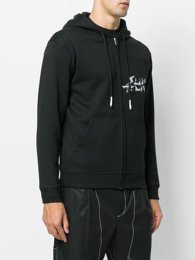 Shop Alyx Printed Zipped Hoodie In Black