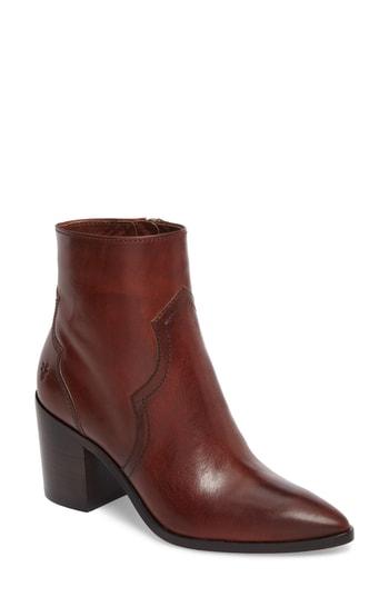 frye block heel leather booties