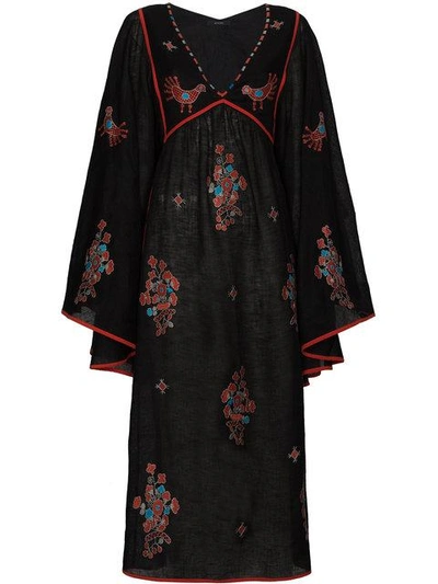 Vita Kin Black Happy Flowers Midi Dress In Black