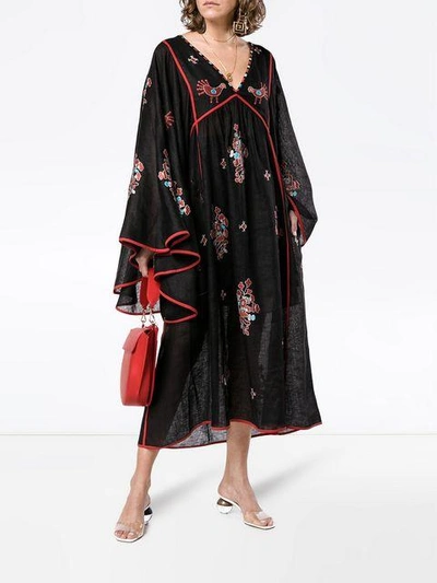 Vita Kin Black Happy Flowers Midi Dress In Black