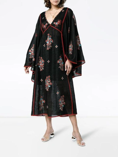 Vita Kin Black Happy Flowers Midi Dress In Black
