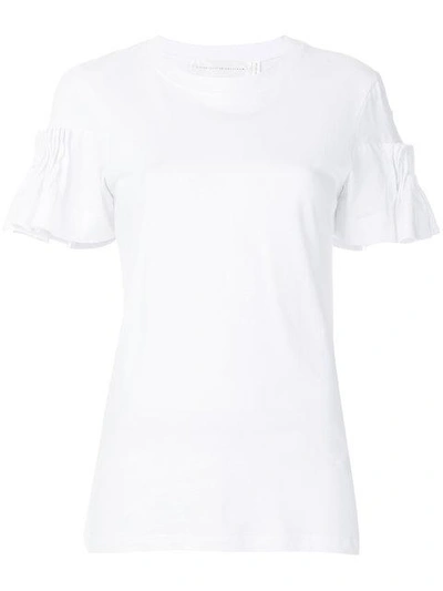 Shop Victoria Victoria Beckham Ruffled Sleeves T-shirt - White