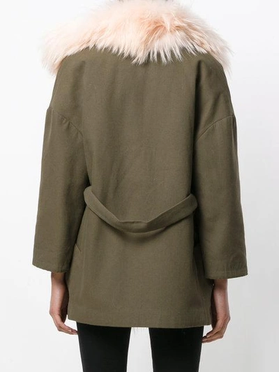 Shop Ava Adore Belted Fur Coat - Green