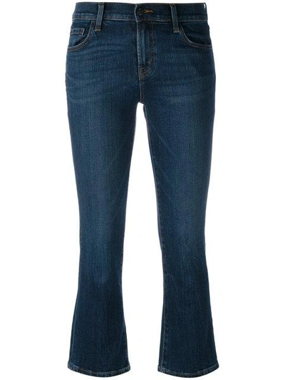 Shop J Brand 'selena' Cropped Bootleg Jeans In Blue