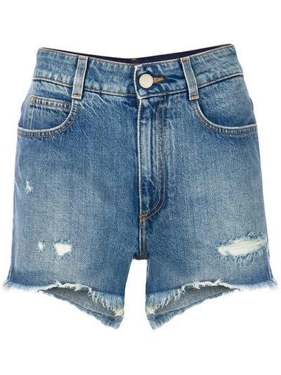 Shop Stella Mccartney Jeans-shorts In Distressed-optik In Blue