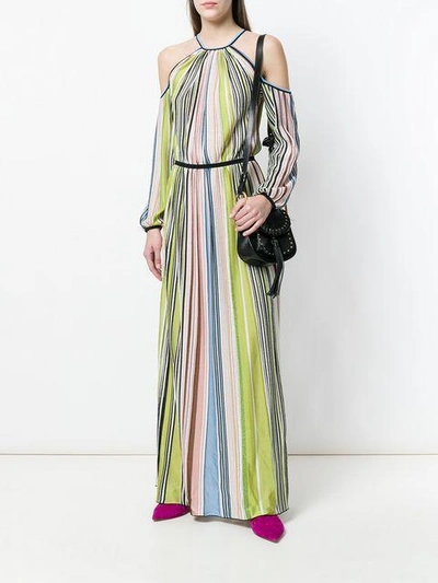 Shop Missoni Cold Shoulder Striped Dress In Multicolour