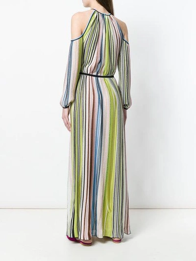 Shop Missoni Cold Shoulder Striped Dress In Multicolour