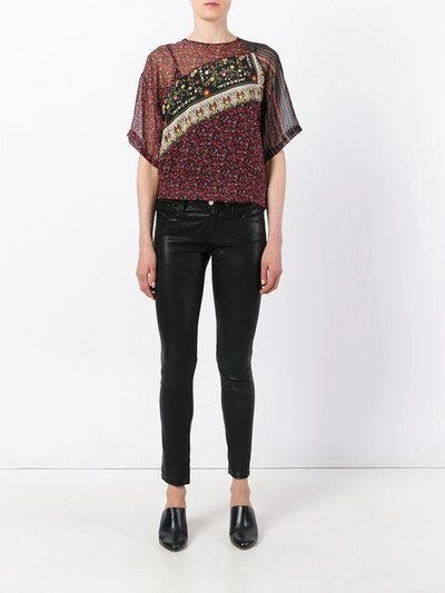 Shop N°21 Printed Panel Blouse In Black