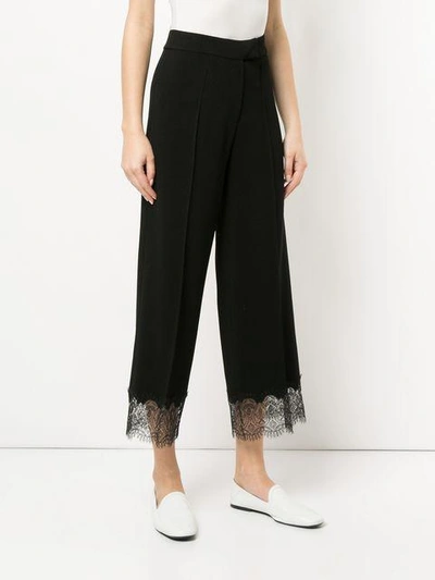 lace hem cropped trousers