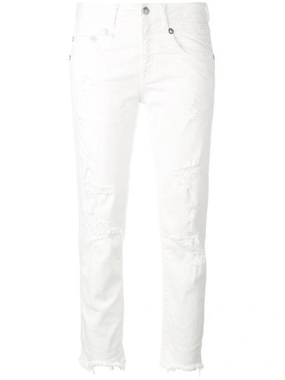 Shop R13 Shredded Boy Cropped Jeans In White
