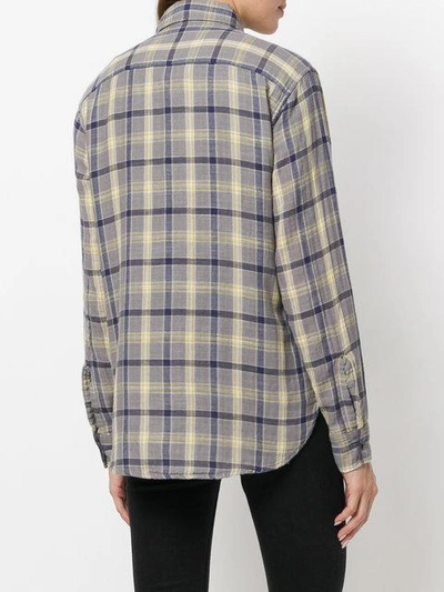 Shop Saint Laurent Oversized Checked Flannel Shirt - Grey