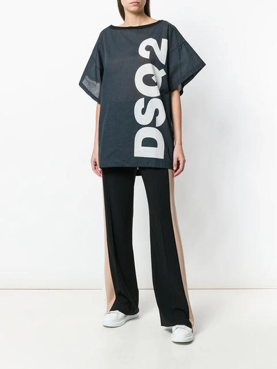 Shop Dsquared2 Printed Logo T-shirt In Grey