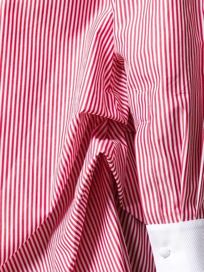 Shop Alexander Mcqueen Long Line Striped Shirt - Red