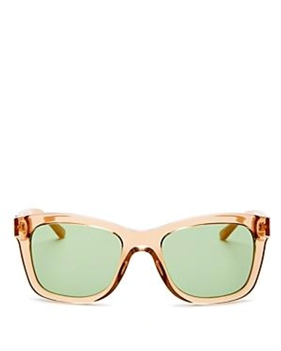 Shop Tory Burch Women's Square Sunglasses, 52mm In Crystal Amber/green