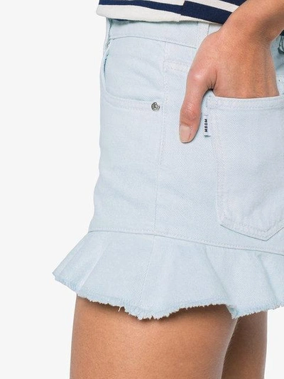 Shop Msgm Denim Shorts With Frill
