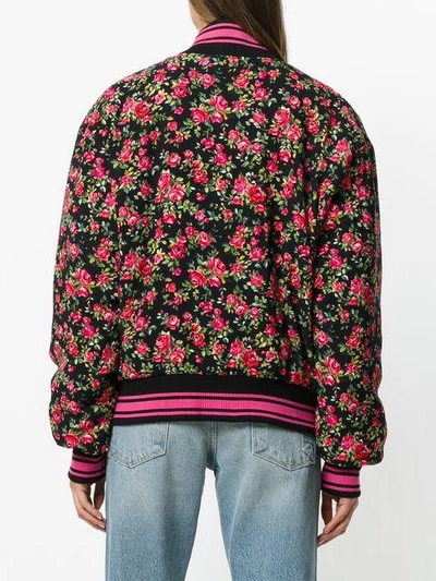 Shop Dolce & Gabbana Floral Bomber Jacket In Purple