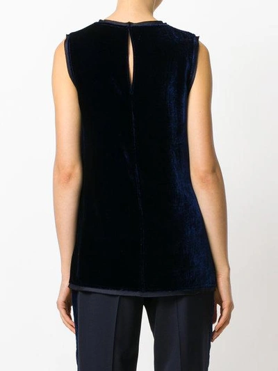 Shop P.a.r.o.s.h Sleeveless Vest With Trim In Blue