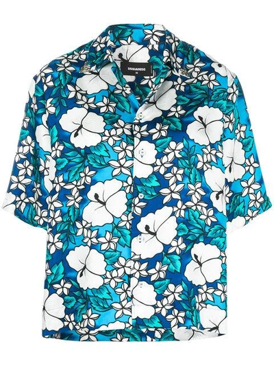 Shop Dsquared2 Hawaiian Print Shirt - Blue