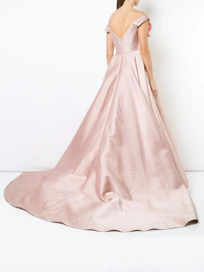 Shop Marchesa Off-the-shoulder Gown In Pink