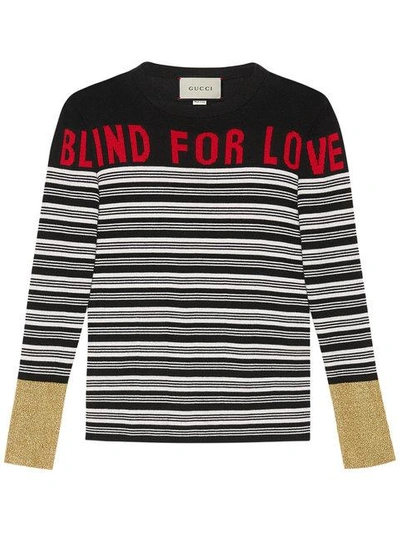 Shop Gucci Blind For Love Striped Knit Top In Black