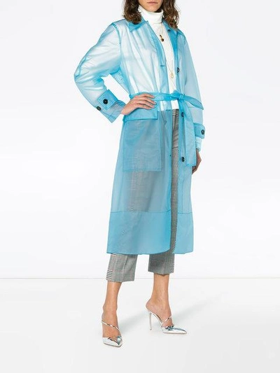 Shop Calvin Klein 205w39nyc Plastic Belted Trench Coat - Blue