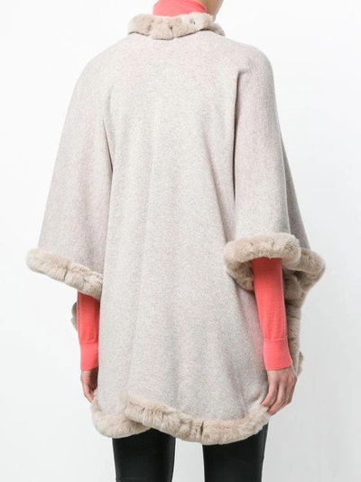 Shop N•peal Fur Trimmed Cashmere Cape In Neutrals