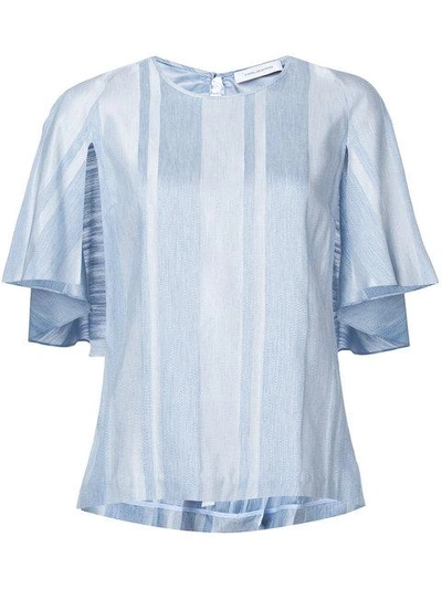 Shop Kimora Lee Simmons Striped Ruffle Blouse In Blue