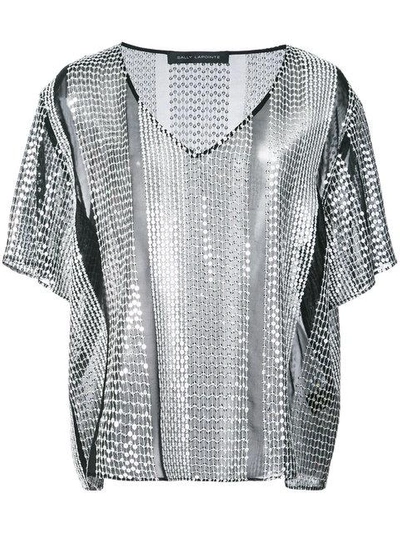 Shop Sally Lapointe Sequinned V-neck Blouse - Black