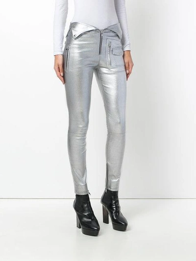 Rta Silver Leather Pants In Argento | ModeSens