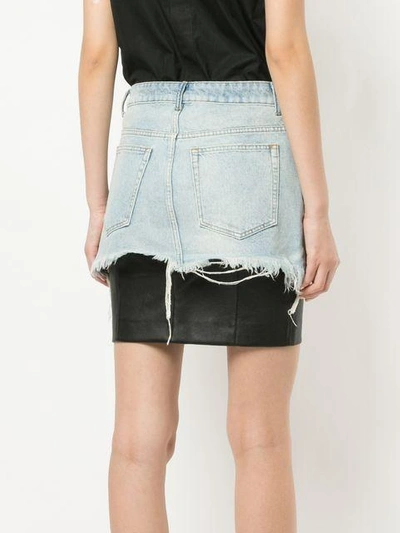 Shop Alexander Wang Leather Insert Denim Skirt In 001 Black